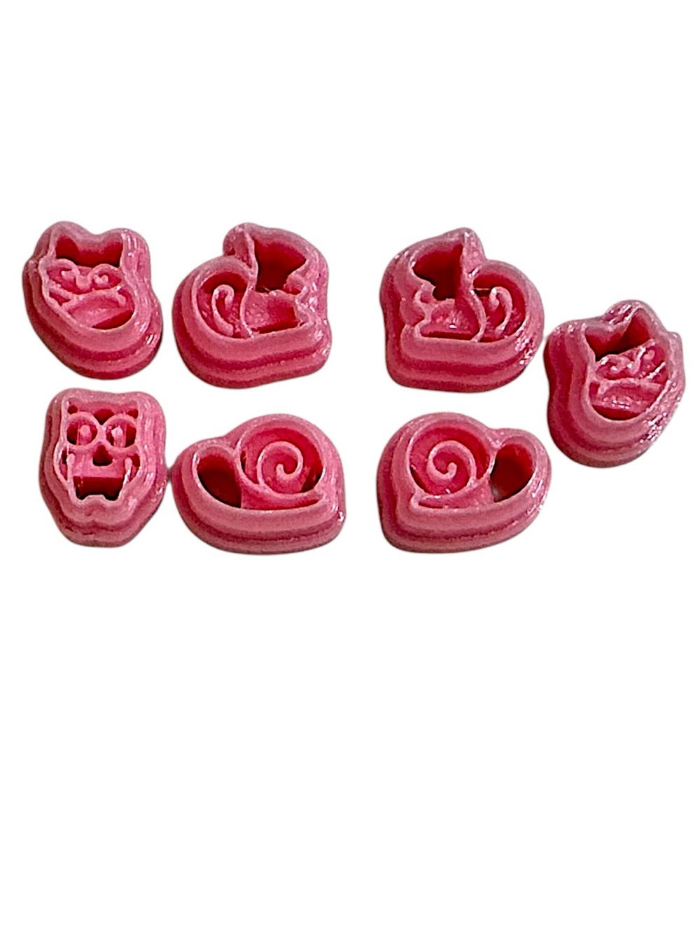 7 Piece Set Mini Polymer Clay Cutter Set Pink Snail Fox Owl Squirrel Tiny Molds